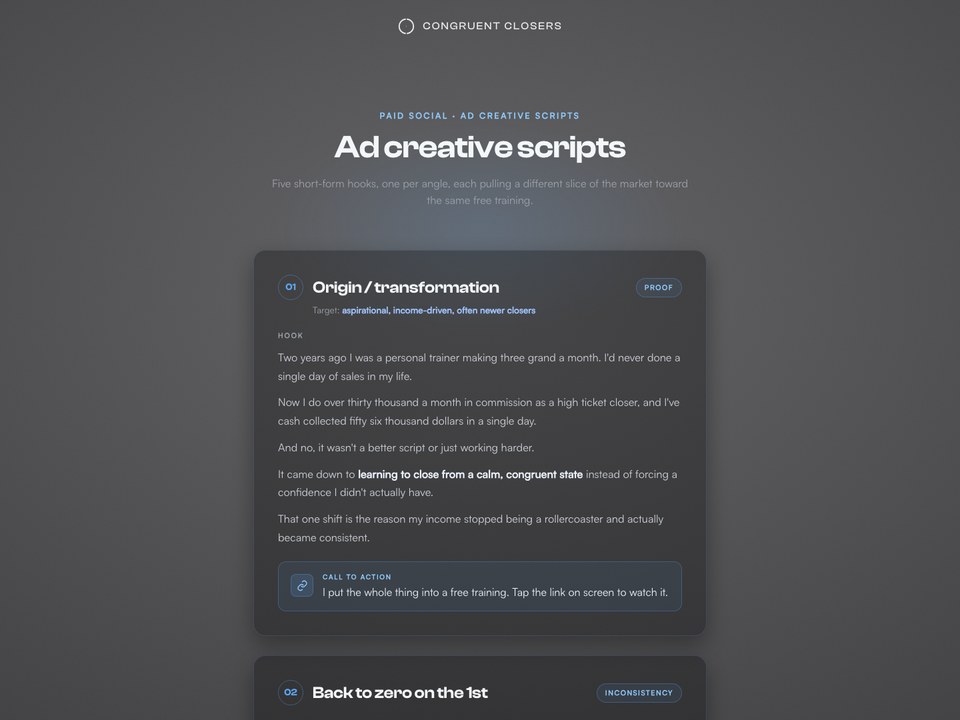 Ad creative scripts preview